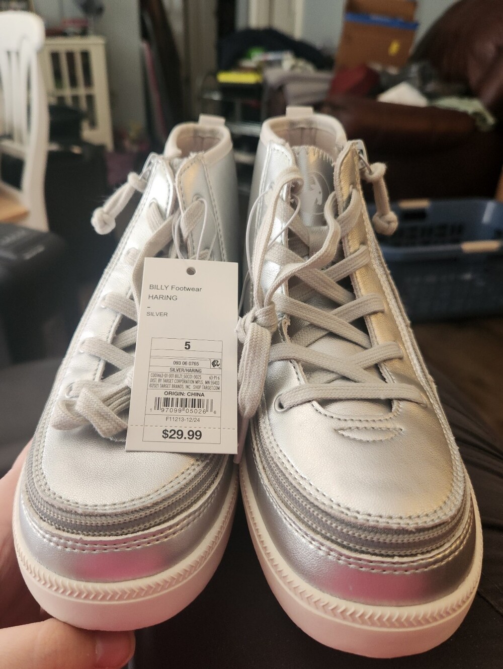 NWT BILLY x Target Silver Hightop Zipper Faux Lace Up Shoes